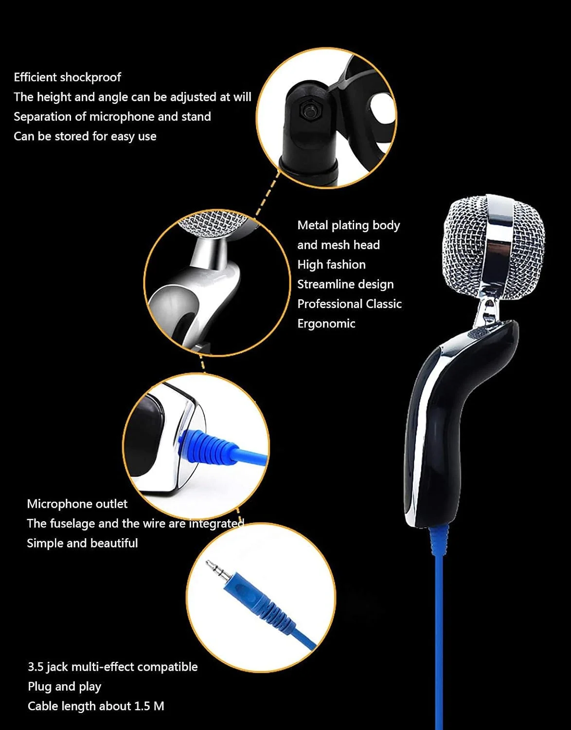 میکروفون USB استریمینگ پادکست کامپیوتر، میکروفون کاندنسر کاردیوئید استودیویی حرفه ای با کارت صدا، بازوی بوم، لرزه گیر و پاپ فیلتر، برای S