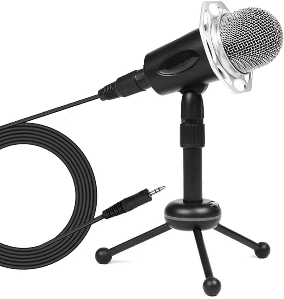 میکروفون استودیویی ضبط صدا، میکروفون کندانسور پخش با پایه برای تماس کنفرانسی تلفن، کامپیوتر، پخش زنده، یوتیوب، پادکست، بازی، ک