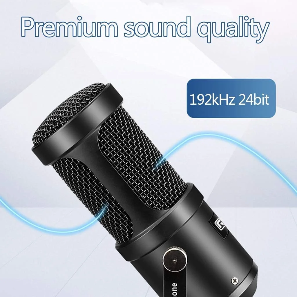 میکروفون استودیویی ضبط صدا برای کامپیوتر، میکروفون کاندنسر USB با پایه قابل تنظیم برای پخش، آواز یوتیوب، صداگذاری و استریم میکروفون استودیویی ضبط صدا برای کامپیوتر، میکروفون کاندنسر USB با پایه قابل تنظیم برای پخش، آواز یوتیوب، صداگذاری و استریم