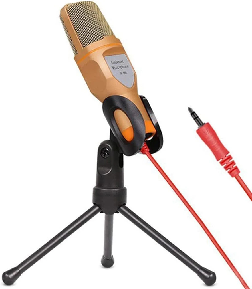 میکروفون استودیویی ضبط صدا، میکروفون کندانسور پخش با پایه برای تماس کنفرانسی کامپیوتر و تلفن، پخش زنده، پادکست، بازی، آواز کارائوکه