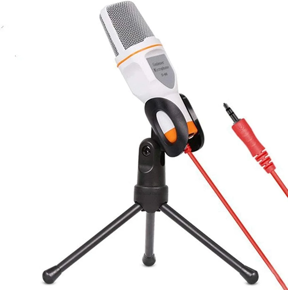 میکروفون استودیویی ضبط صدا، میکروفون کاندنسر پخش با پایه برای تماس کنفرانسی تلفن کامپیوتر شخصی، پخش زنده، پادکست، بازی، آواز کارائوکه