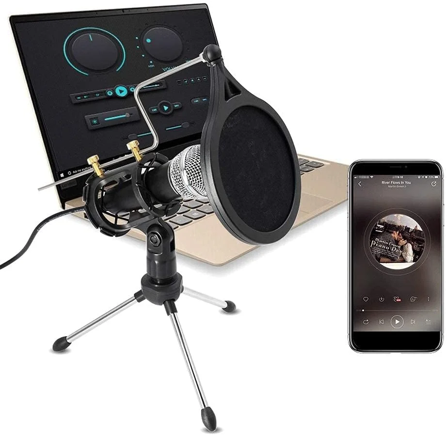 میکروفون کاندنسر ضبط صدا با جک 3.5 میلی‌متری برای کامپیوتر، میکروفون کارائوکه