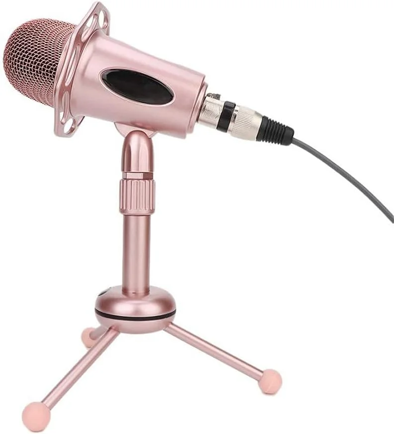 میکروفون کاندنسر ضبط صدا، ست میکروفون رومیزی با سه پایه چرخان 360 درجه، میکروفون خازنی کامپیوتر برای تلفن همراه، تبلت