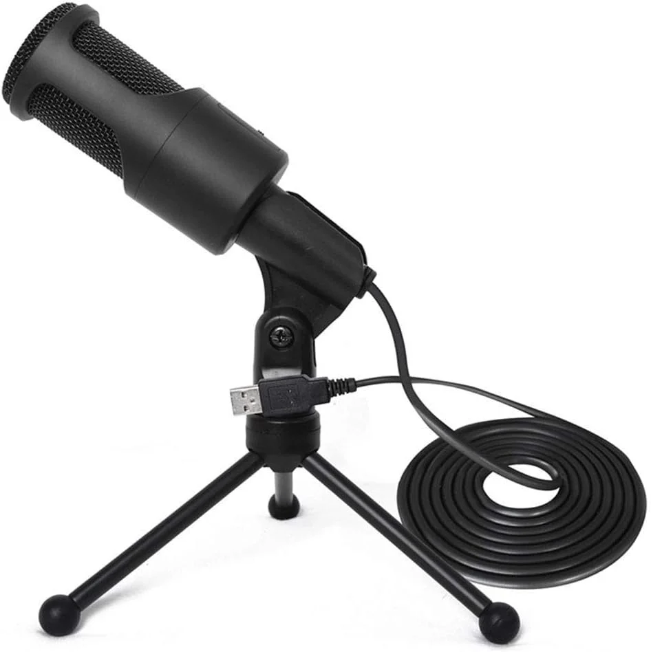 میکروفون استودیویی ضبط صدا، میکروفون کندانسور پخش با پایه برای تماس کنفرانسی کامپیوتر، تلفن، پخش زنده، پادکست، بازی، آواز کارائوکه