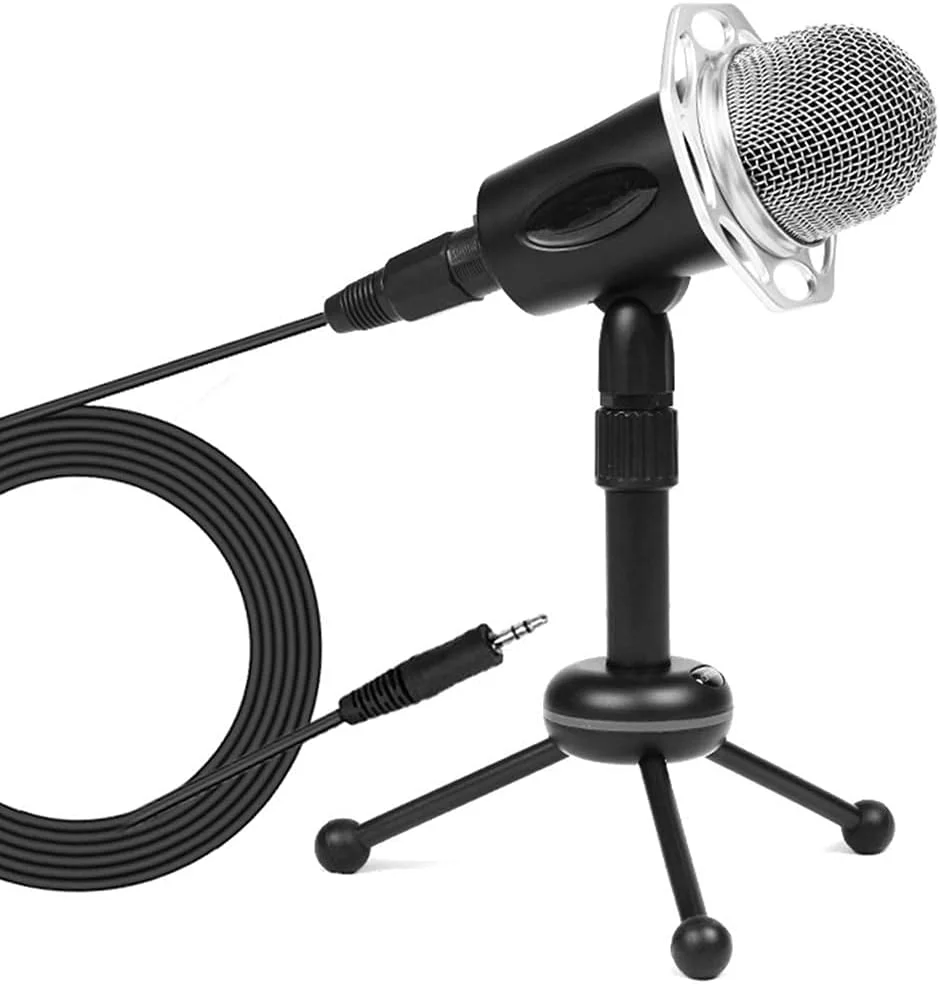 میکروفون استودیویی ضبط صدا، میکروفون پخش کندانسور با پایه برای تماس کنفرانسی تلفن، کامپیوتر، پخش زنده، پادکست، بازی، آواز کارائوکه