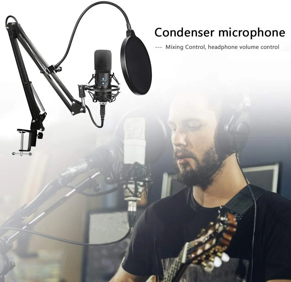 کیت میکروفون حرفه ای با سیستم تعلیق برای پخش زنده، ضبط صدا، مجموعه میکروفون کاندنسر