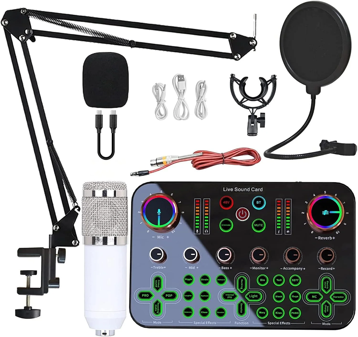 میکسر صوتی حرفه ای DJ16 کارت صدا 48 ولت میکروفون کاندنسر دیافراگم بزرگ تغییر صدا، مناسب برای دی جی، میکروفون کاندنسر، کارائوکه آنلاین