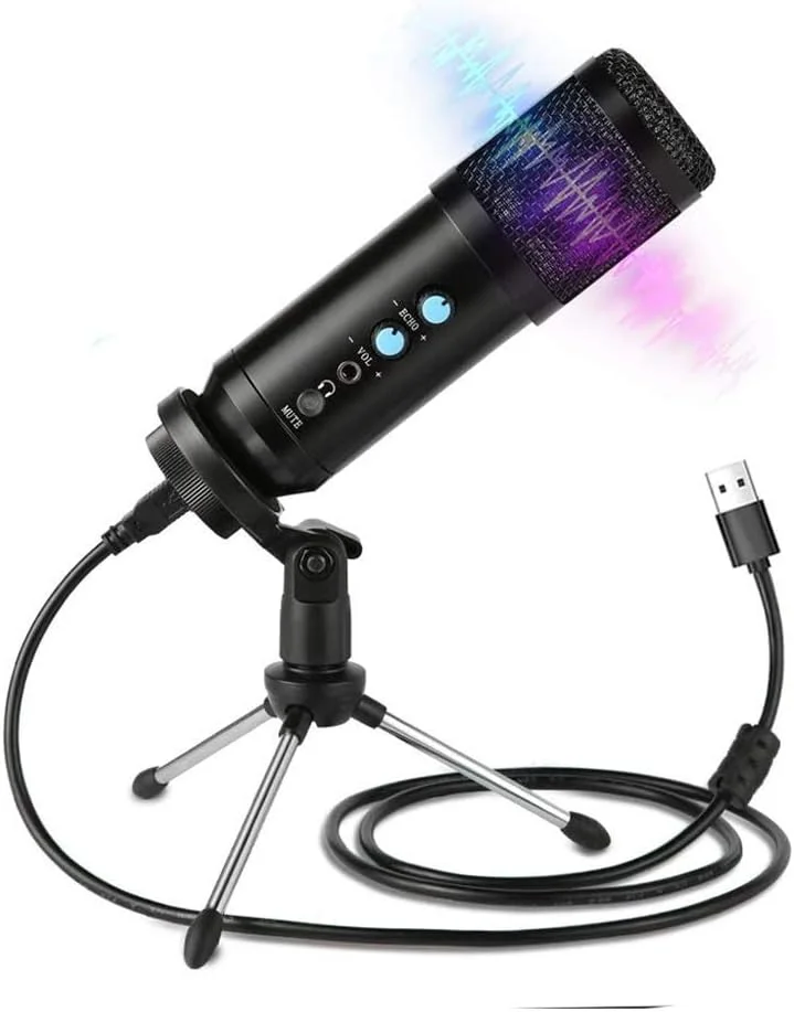 میکروفون کاندنسر USB حرفه ای برای ضبط صدا در رایانه شخصی، لپ تاپ و پخش زنده