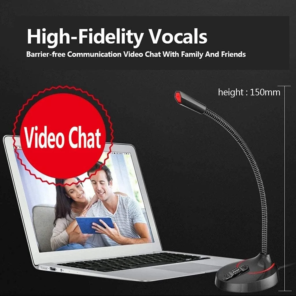میکروفون کامپیوتر، میکروفون کاندنسر استودیویی حرفه ای با جک 3.5 میلی متری برای پادکست، ضبط صدا، چت آنلاین برای لپ تاپ