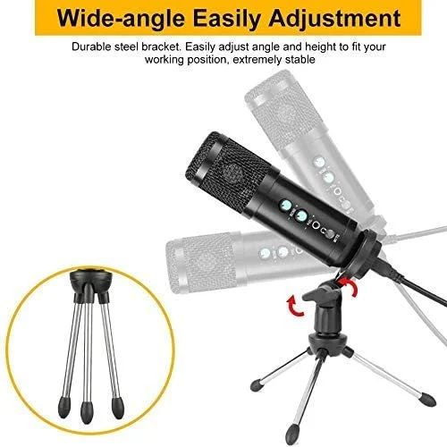 میکروفون کاندنسر USB حرفه ای برای ضبط صدا در رایانه شخصی، لپ تاپ و پخش زنده