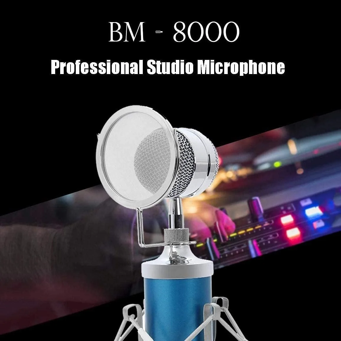 کیت میکروفون کاندنسر حرفه ای رومیزی برای پخش و ضبط، تجهیزات میکروفون، میکروفون ضبط کاردیوید با قاب ضد ضربه برای کاندنسر کارائوکه کامپیوتر