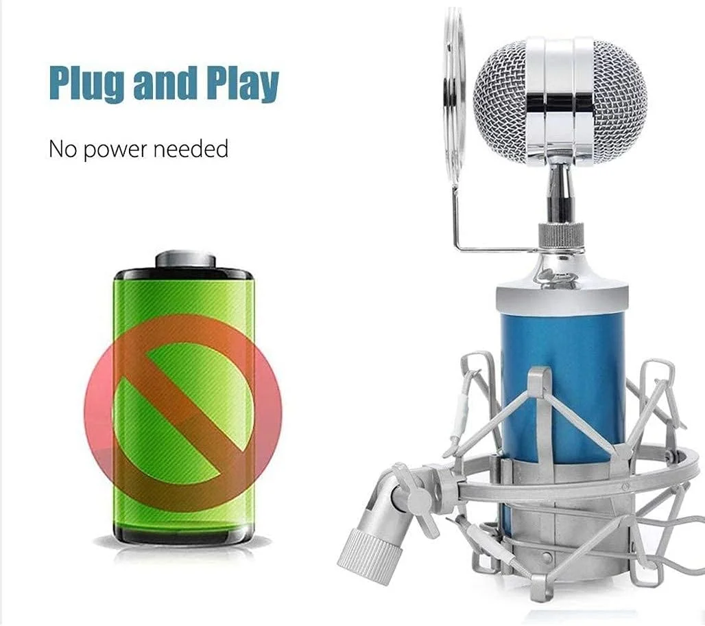 کیت میکروفون کاندنسر حرفه ای رومیزی برای پخش و ضبط، تجهیزات میکروفون، میکروفون ضبط کاردیوید با قاب ضد ضربه برای کاندنسر کارائوکه کامپیوتر