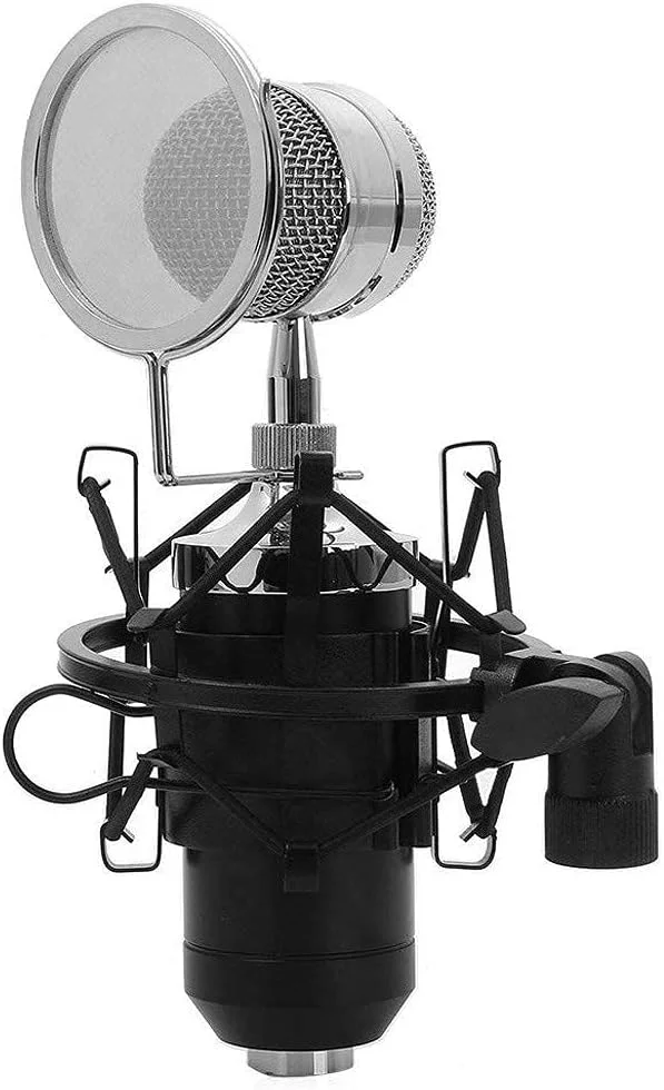 کیت میکروفون کاندنسر حرفه ای رومیزی برای پخش و ضبط، تجهیزات میکروفون، میکروفون ضبط کاردیوید با قاب ضد ضربه برای کاندنسر کارائوکه کامپیوتر