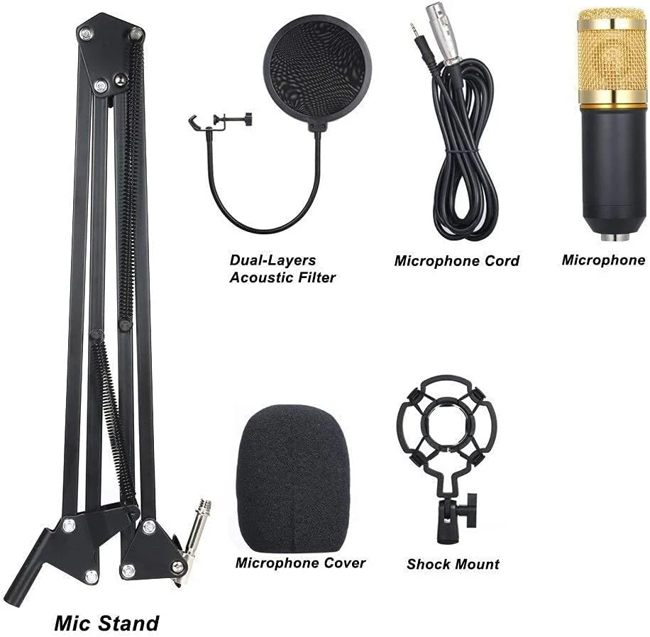 کارت صدای زنده چند منظوره و کیت میکروفون تعلیق BM800، مجموعه میکروفون کندانسور ضبط صدا، میکسر صوتی هوشمند با قابلیت تنظیم صدا
