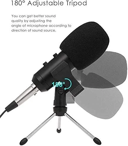 میکروفون کاندنسر دستی قابل حمل، میکروفون استودیویی خانگی Plug & Play برای Smule، ضبط کاندنسر برای برنامه های Yokee/StarMaker/Karaoke