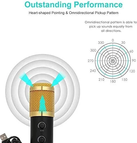 میکروفون کاندنسر دستی قابل حمل، میکروفون استودیویی خانگی Plug & Play برای Smule، ضبط کاندنسر برای برنامه های Yokee/StarMaker/Karaoke