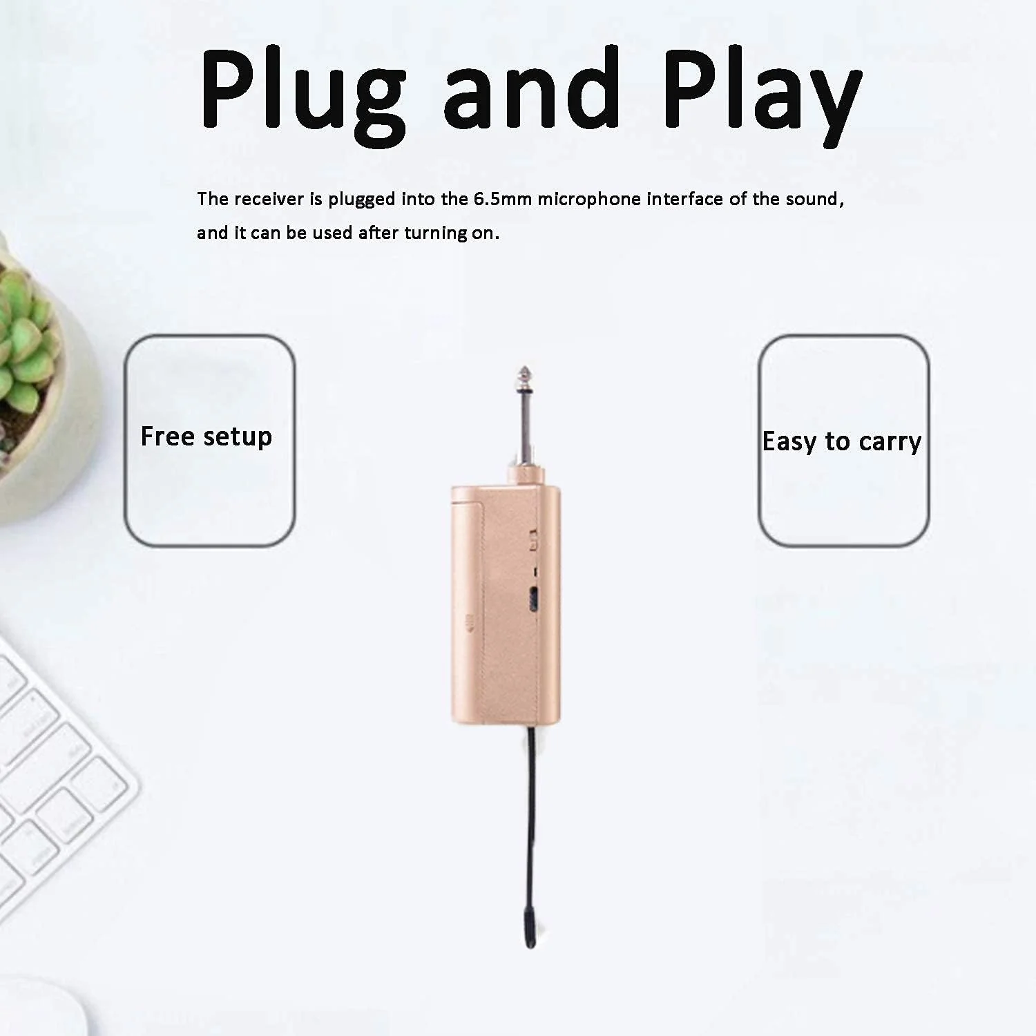 سیستم میکروفون بی سیم، ست میکروفون بی سیم حرفه ای با 1 میکروفون دستی و 1 مینی گیرنده قابل شارژ، بلندگوی کارائوکه برای لوازم مهمانی، تجارت