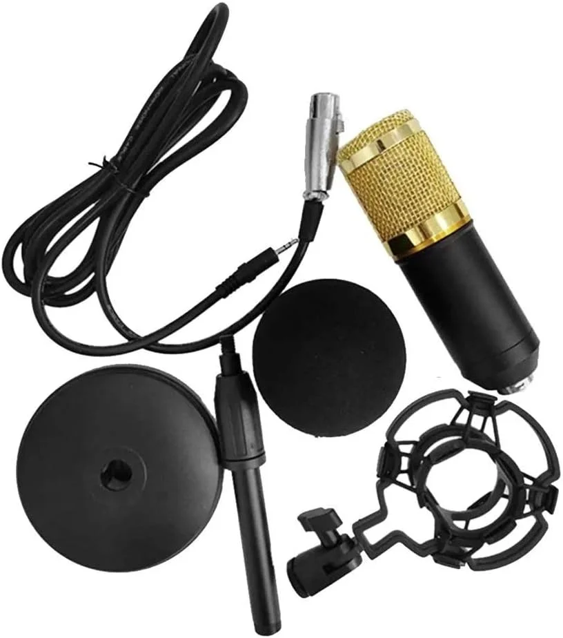 پایه میکروفون قابل حمل، میکروفون با حساسیت بالا و نویز کم مناسب کامپیوتر، موبایل، استودیو، پخش زنده برای سازها و صداگذاری