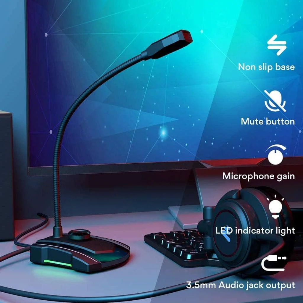 میکروفون کامپیوتر USB، میکروفون کندانسور گردن غازی همه جهته Plug&Play برای ضبط، یوتیوب، اسکایپ، کنفرانس، سازگار