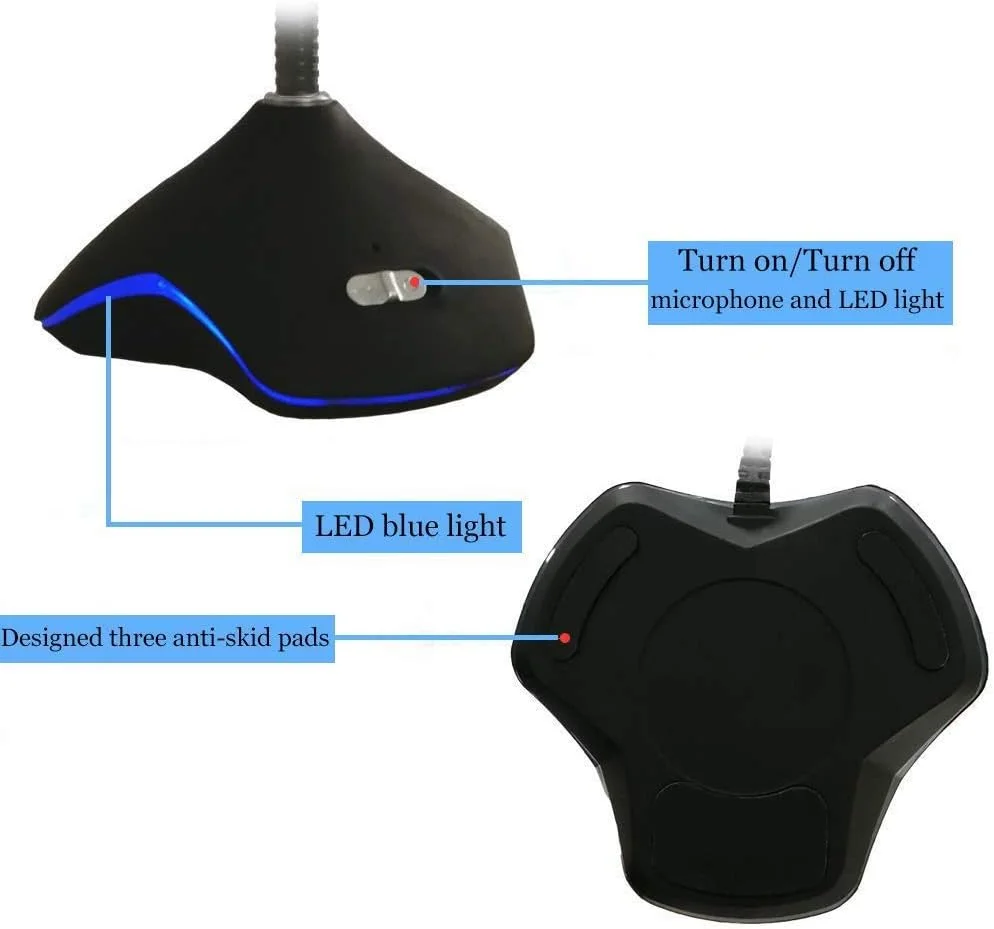 میکروفون USB برای کامپیوتر، میکروفون رومیزی چند جهته خازنی با قابلیت اتصال آسان، سازگار با ویندوز/مک، ایده آل برای ضبط صدا، بازی و پادکست
