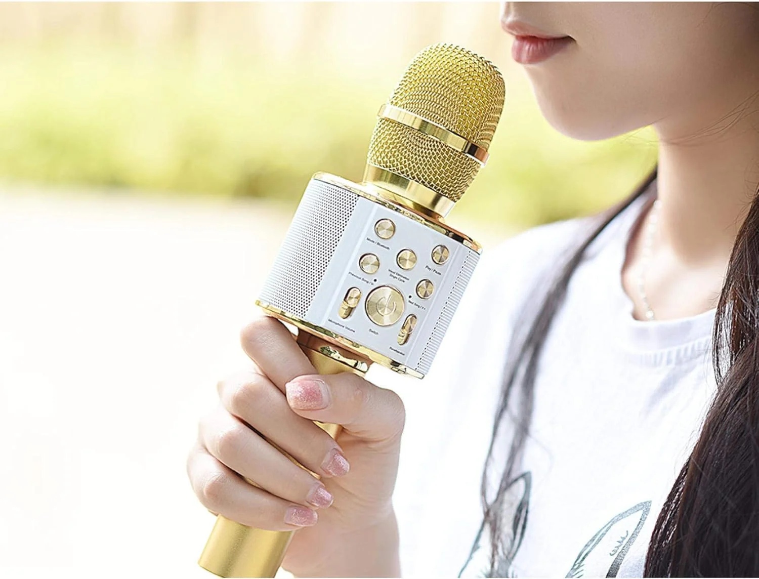 میکروفون کارائوکه بی سیم کندانسور حرفه ای پخش کننده موسیقی Ktv تلفن همراه برای iOS و Android