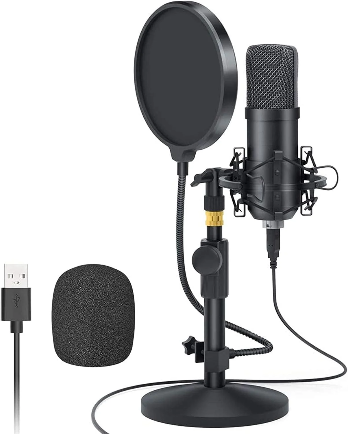 کیت میکروفون USB کاندنسر پادکست استریمینگ کاردیوئید میکروفون با قابلیت اتصال آسان برای کامپیوتر، ضبط بازی