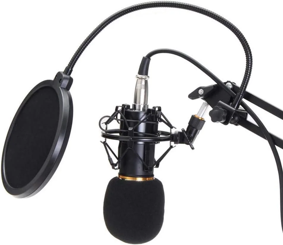 کیت سیستم میکروفون کاندنسر BM800 به همراه پایه ضد لرزش و بازویی استودیویی حرفه ای