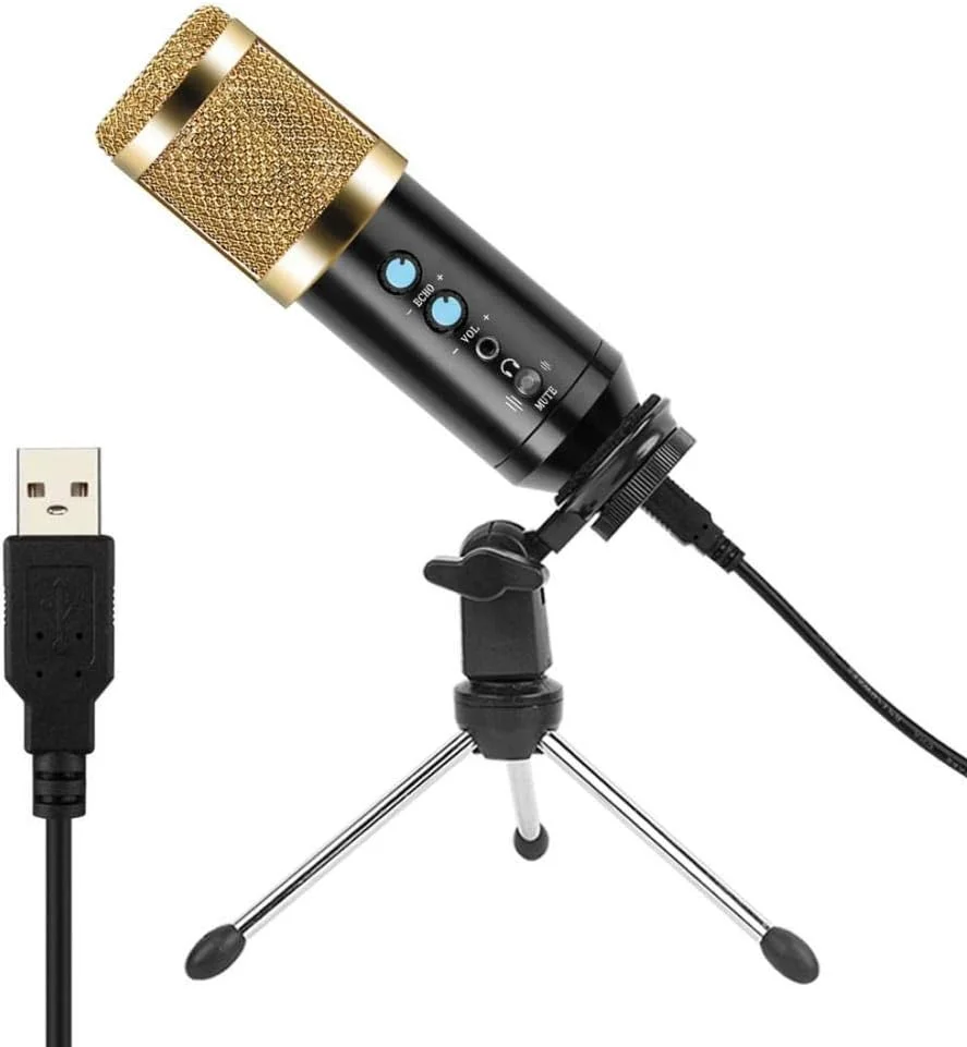 میکروفون USB کاندنسر میکروفون ضبط حرفه ای میکروفون کارائوکه 3.5 میلی متری میکروفون برای لپ تاپ با مجموعه پایه