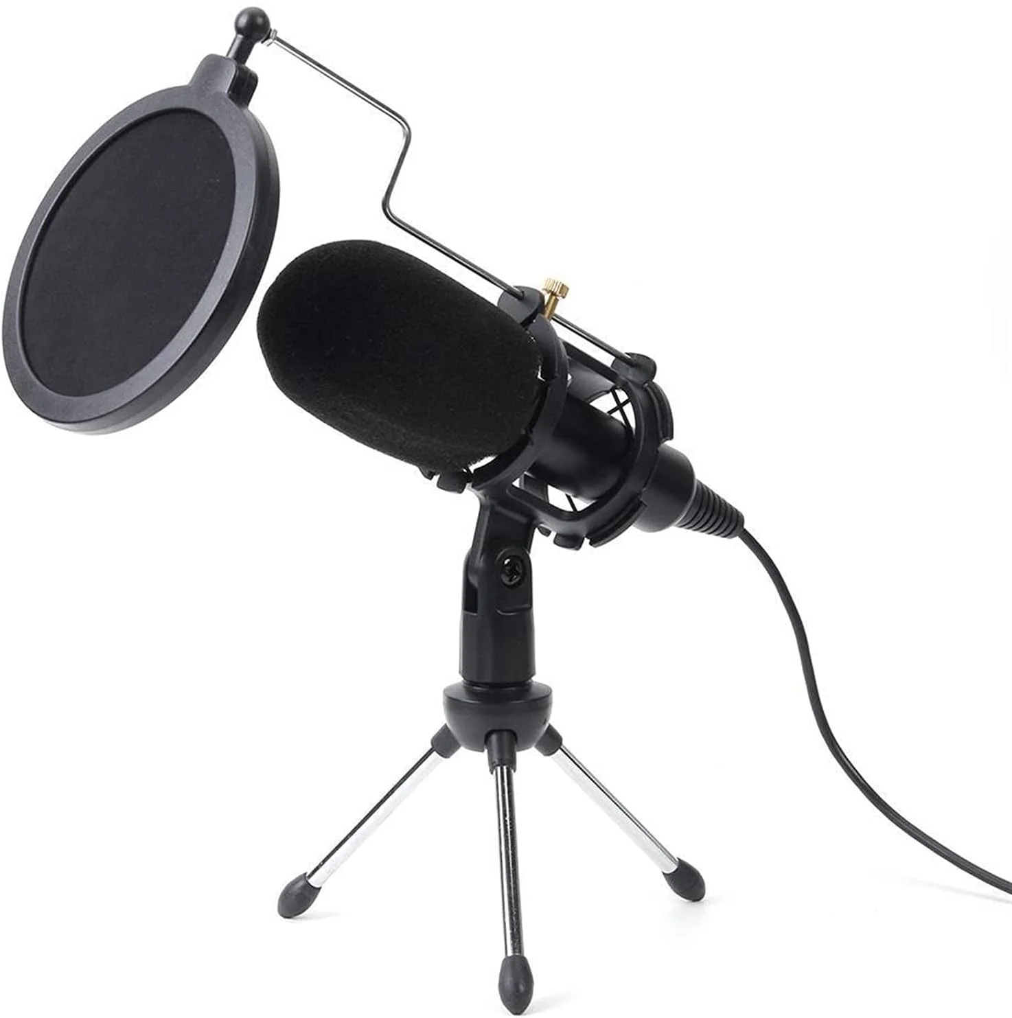 میکروفون استودیویی USB کندانسور، کیت میکروفون با سه پایه تاشو، فیلتر و اسفنج، مناسب برای بازی PS4 و میکروفون کامپیوتر