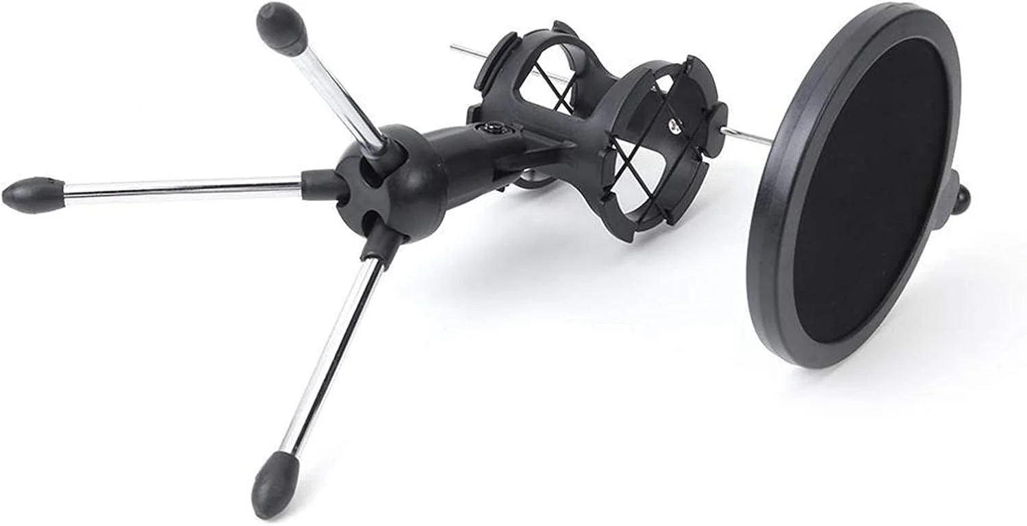 میکروفون استودیویی USB با پایه تاشو، فیلتر و اسفنج بادگیر، مناسب برای بازی PS4، کامپیوتر و یوتیوب