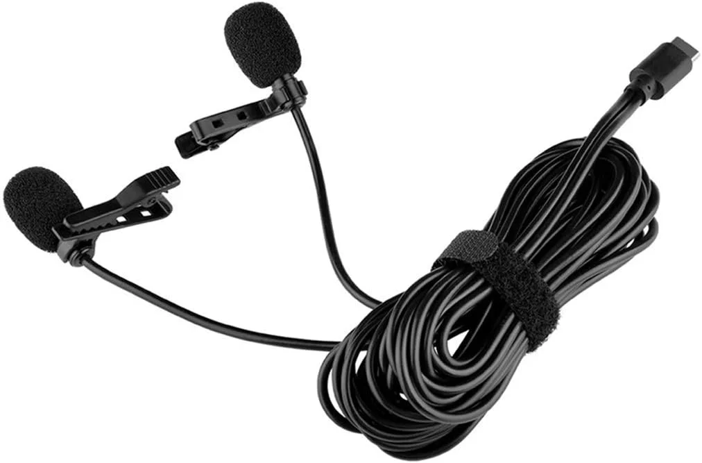 میکروفون یقه ای دوگانه اومنی دایرکشنال دیجیتال کلیپسی برای گوشی های هوشمند USB Type-C