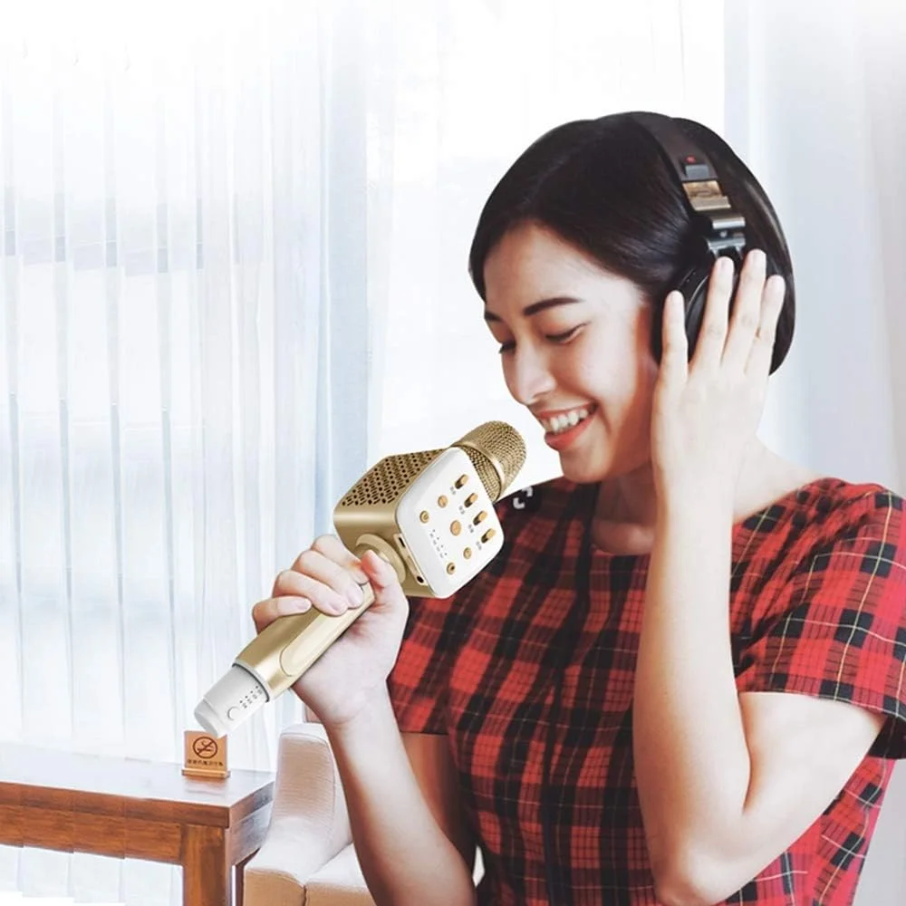 میکروفون کارائوکه بلوتوث موبایل تلویزیون کنفرانس میکروفون ماشین میکروفون بی سیم دستی KTV کارت صدای میکروفون بلندگو آواز و ضبط