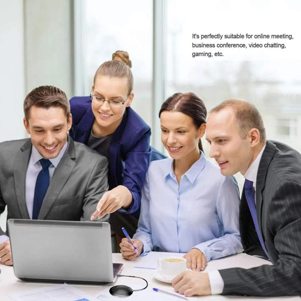 میکروفون کنفرانس کامپیوتر USB، میکروفون رومیزی فلزی قابل حمل با الگوی قطبی تمام جهته، میکروفون کامپیوتر با قابلیت اتصال و پخش آسان، بدنه ضد افتادن برای ویندوز، مک، جلسه، بازی، اسکایپ