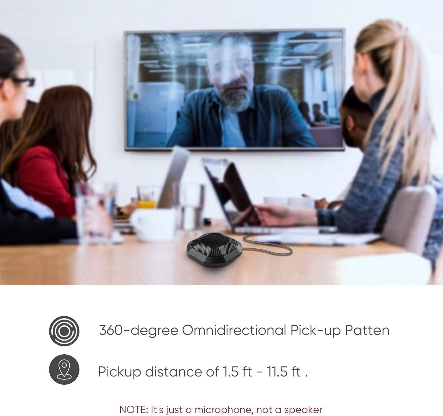 میکروفون USB کنفرانسی برای لپ تاپ و کامپیوتر، میکروفون کاندنسر اومنی دایرکشنال برای جلسات، بازی، ضبط صدا و گفتگو