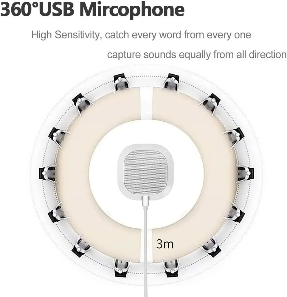 میکروفون کنفرانس، میکروفون کامپیوتر USB، میکروفون همه جهته برای کامپیوتر، میکروفون رومیزی کاندنسر برای استریم، تماس های VoIP، اسکایپ، چت