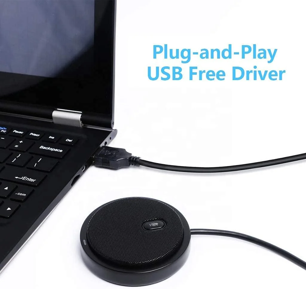 میکروفون کنفرانس، میکروفون USB کامپیوتر، قطع صدای یک کلیدی، میکروفون همه جهته برای کامپیوتر، میکروفون رومیزی برای استریمینگ، تماس های VoIP، اسکایپ، چت