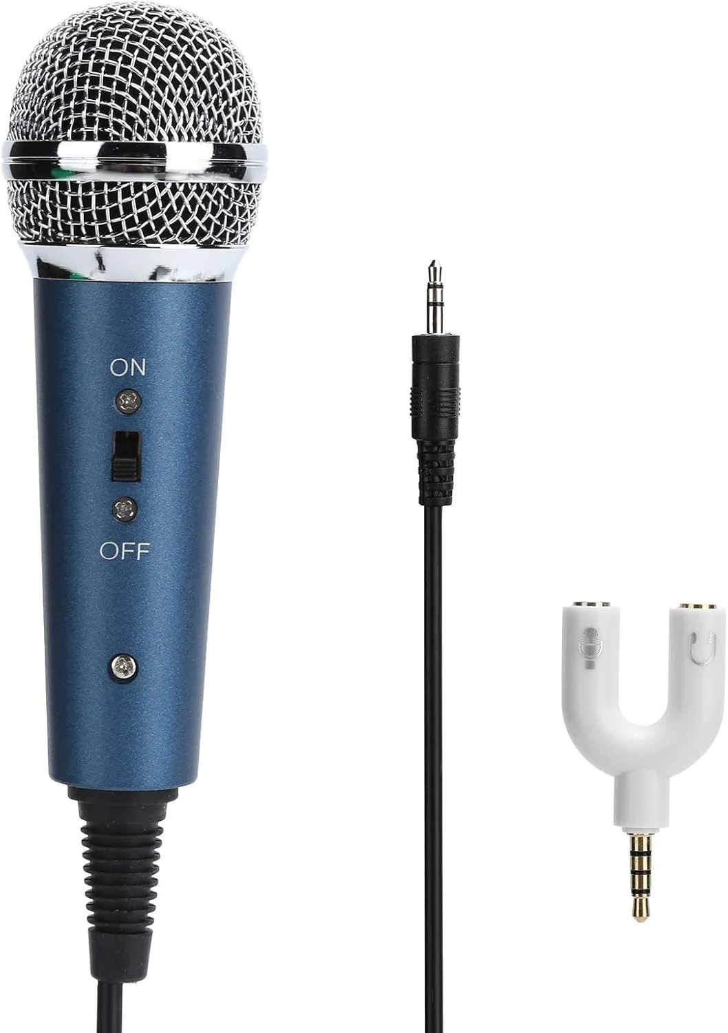 میکروفون کاندنسر سیمی، آداپتور صوتی 3.5 میلی متری U شکل برای کامپیوتر، کارائوکه، دسکتاپ، لپ تاپ