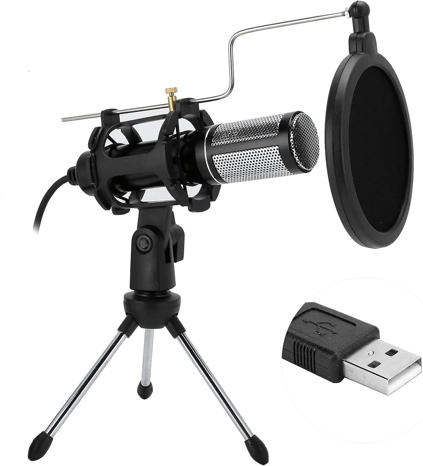 میکروفون ضبط کاندنسر، میکروفون USB رومیزی استودیویی کوچک قابل حمل کارائوکه برای کاهش نویز