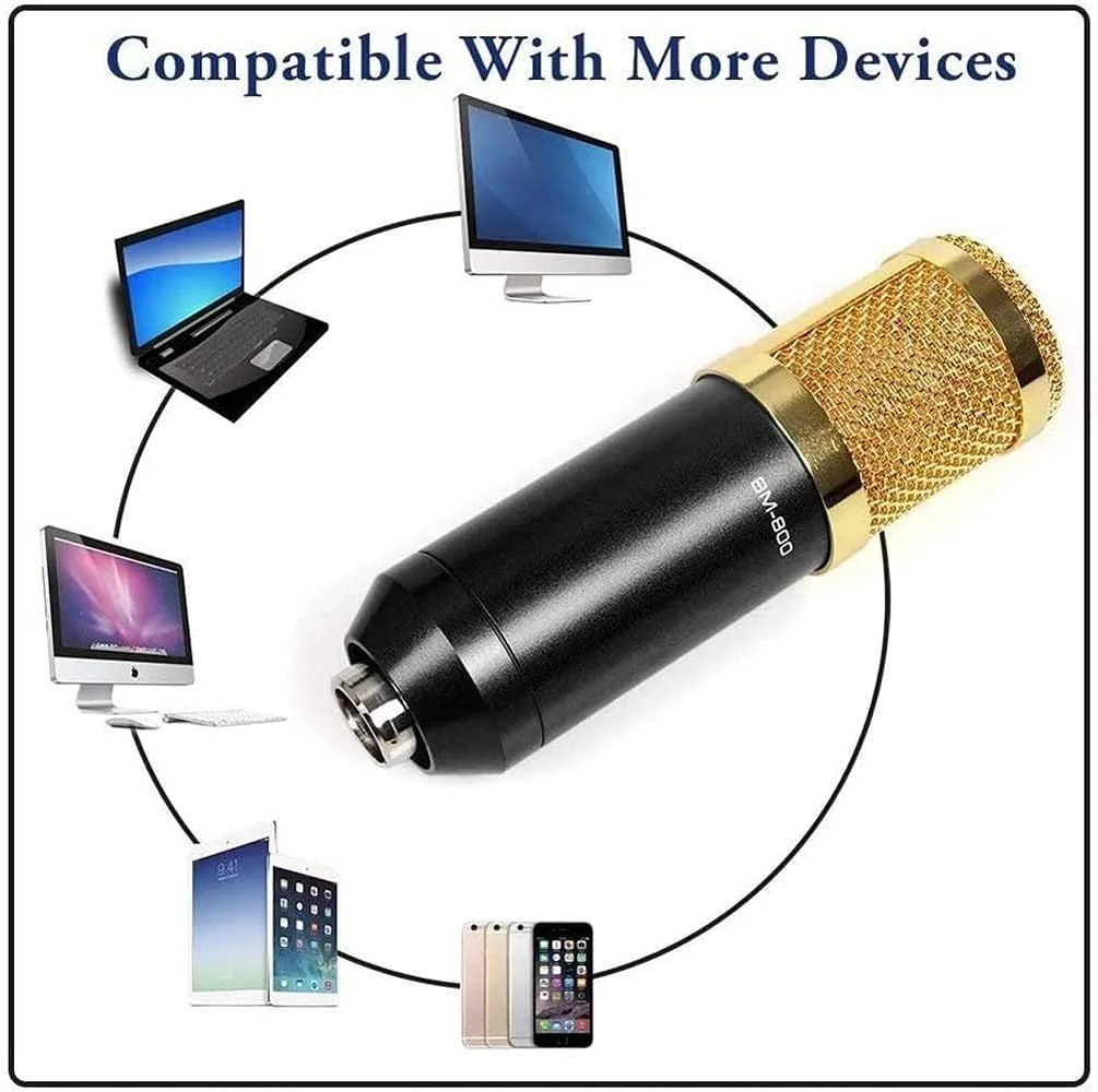میکروفون کاندنسر، کیت میکروفون ضبط کابل میکروفون های کامپیوتر پایه بازوی قیچی تعلیق قابل تنظیم با پایه ضد لرزش، برای پادکست، ضبط موسیقی، صداگذاری