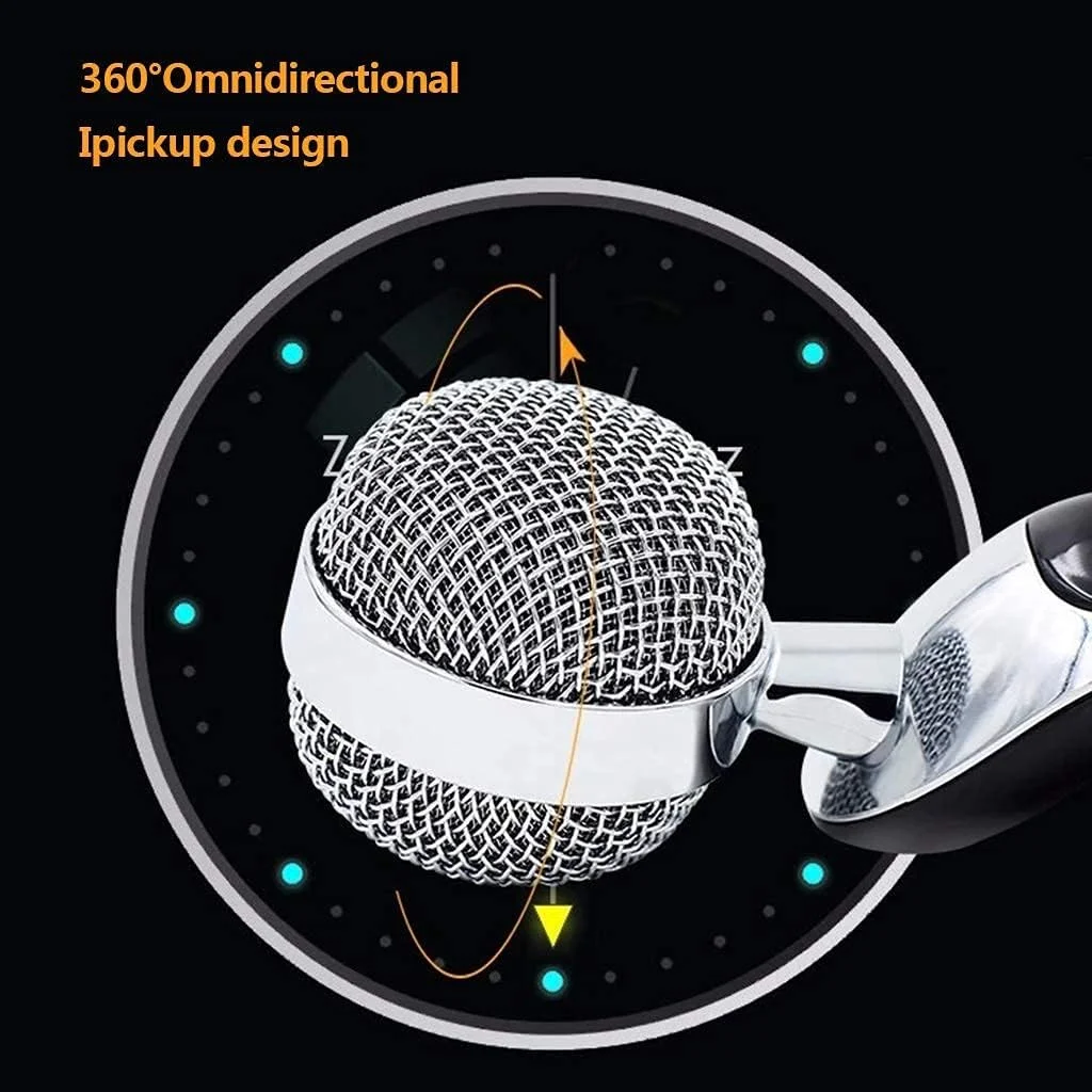 میکروفون خازنی برای ضبط صدا، میکروفون کامپیوتر 3.5 میلی‌متری با قابلیت اتصال آسان، میکروفون کامپیوتر به همراه سه‌پایه برای صدا، پادکست، اسکایپ، بازی، جستجوی صوتی