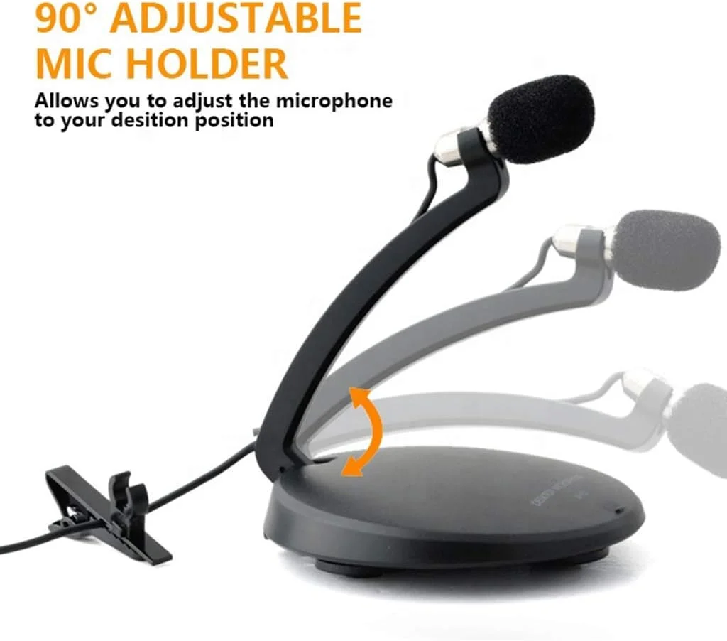 میکروفون های کاندنسر برای ضبط صدا، میکروفون گردن غازی/گیره ای با پایه برای کامپیوتر/لپ تاپ/نوت بوک، یوتیوب، پادکست، بازی، USB