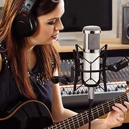 میکروفون کاندنسر با سوکت USB مناسب برای تدریس آنلاین، جلسات و چت به همراه پایه سه پایه و گیره میکروفون