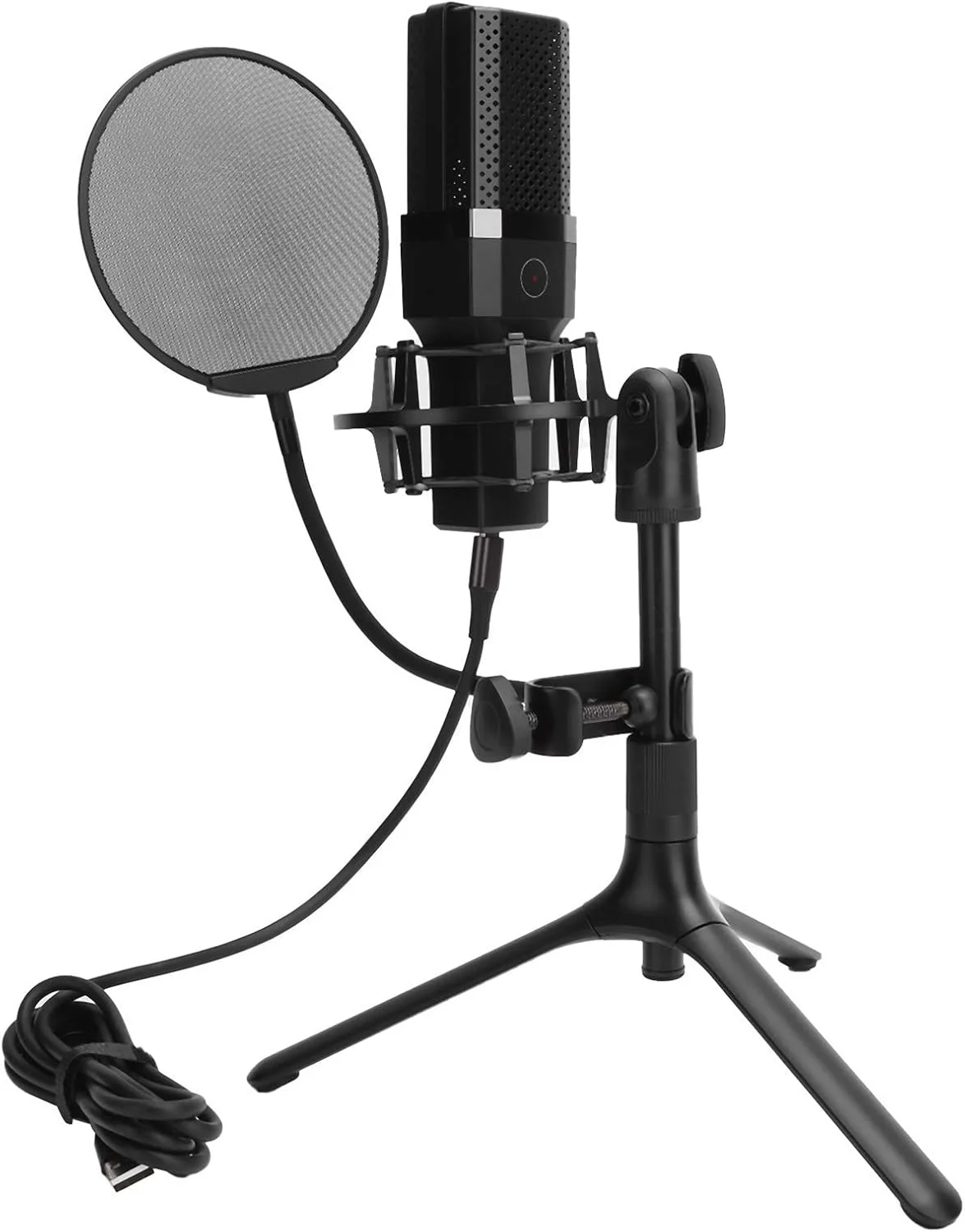 میکروفون کاندنسر کاردیوئید USB حرفه ای با پایه ضد لرزش