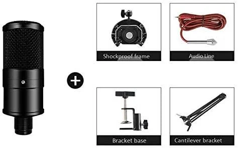 مجموعه تجهیزات میکروفون کاندنسر، میکروفون زنده، شبکه کامپیوتری K Song، کارت صدای تلفن همراه، فریم ضد ضربه، لوازم جانبی