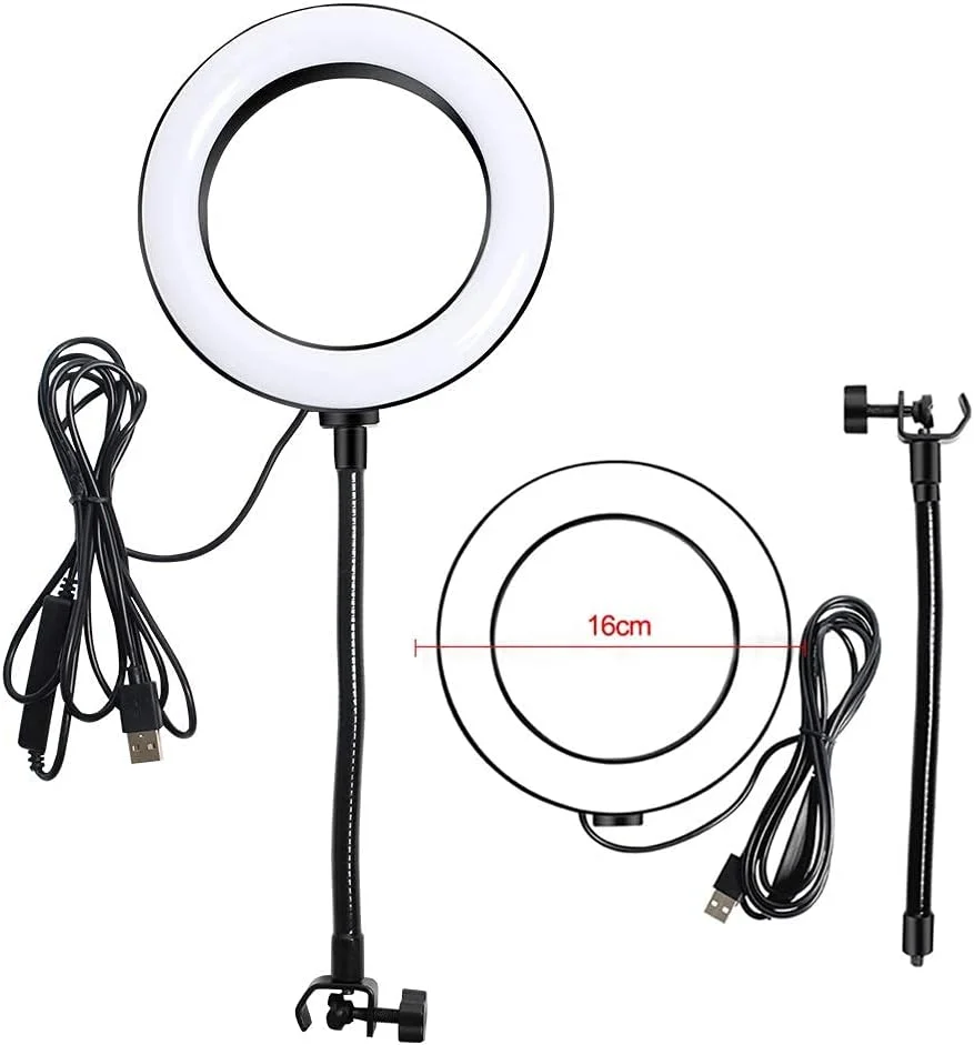 میکروفون کاندنسر USB E20 با نور حلقوی و پایه بازویی برای ضبط ویدیو و بازی