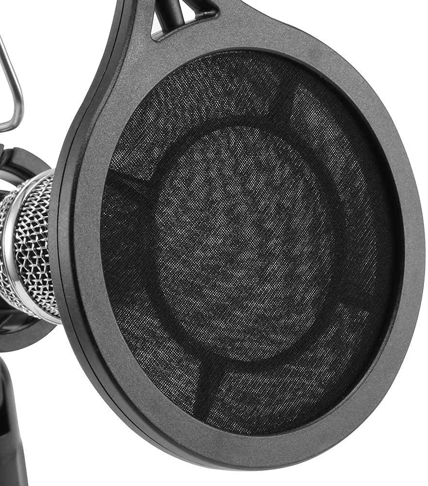 کیت میکروفون کاندنسر استودیویی PC، میکروفون قابل تنظیم با فیلتر دو لایه، پایه سه پایه تاشو قابل حمل، میکروفون پایه کوچک برای ضبط صدا، کنفرانس ویدیویی