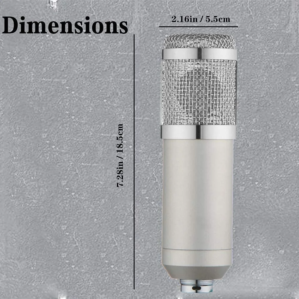 کیت میکروفون کاندنسر BM-800، میکروفون گیمینگ، میکروفون پادکست PC به 3.5 میلی‌متر با بازوی قیچی تعلیق قابل تنظیم، لرزه‌گیر، برای ضبط استودیویی و پخش