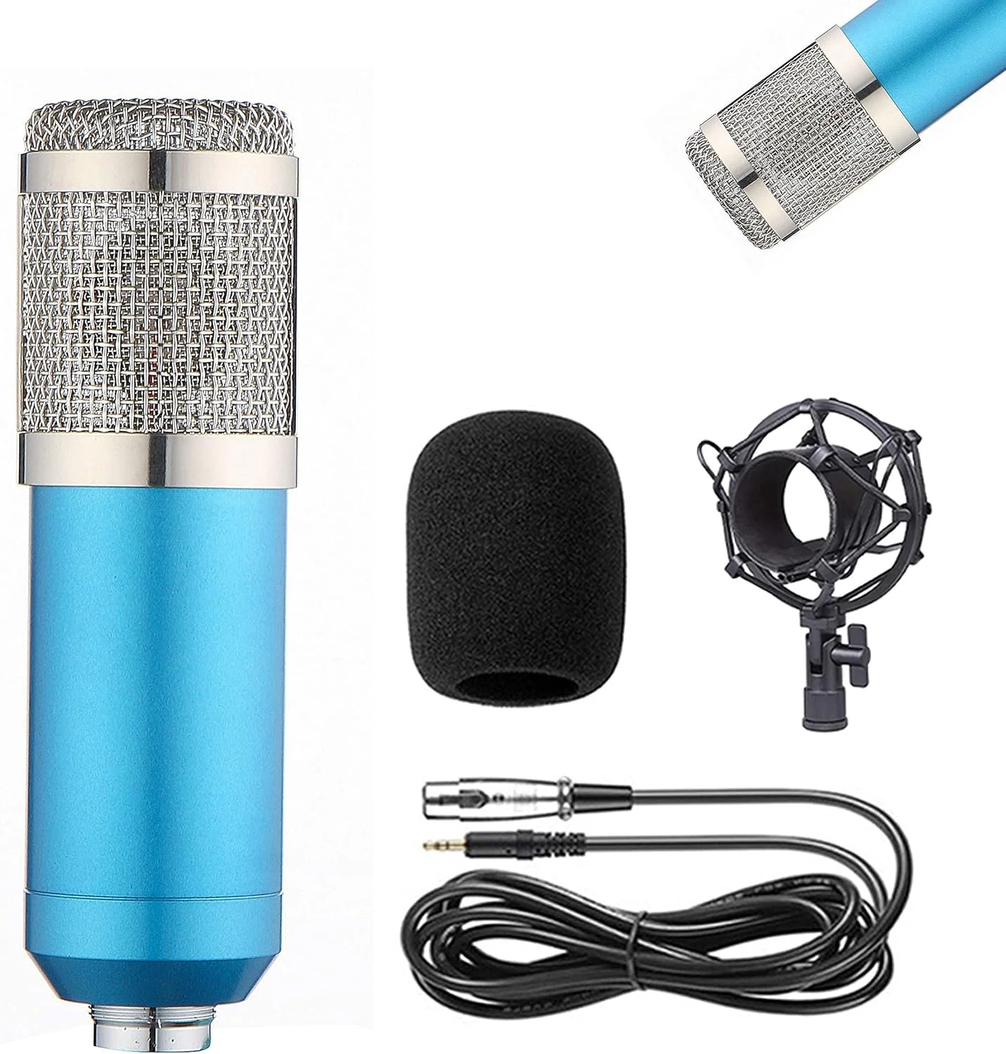 کیت میکروفون کاندنسر BM-800، میکروفون گیمینگ، میکروفون پادکست PC به 3.5 میلی‌متری با میکروفون قابل تنظیم، لرزه‌گیر، برای ضبط استودیویی و پخش