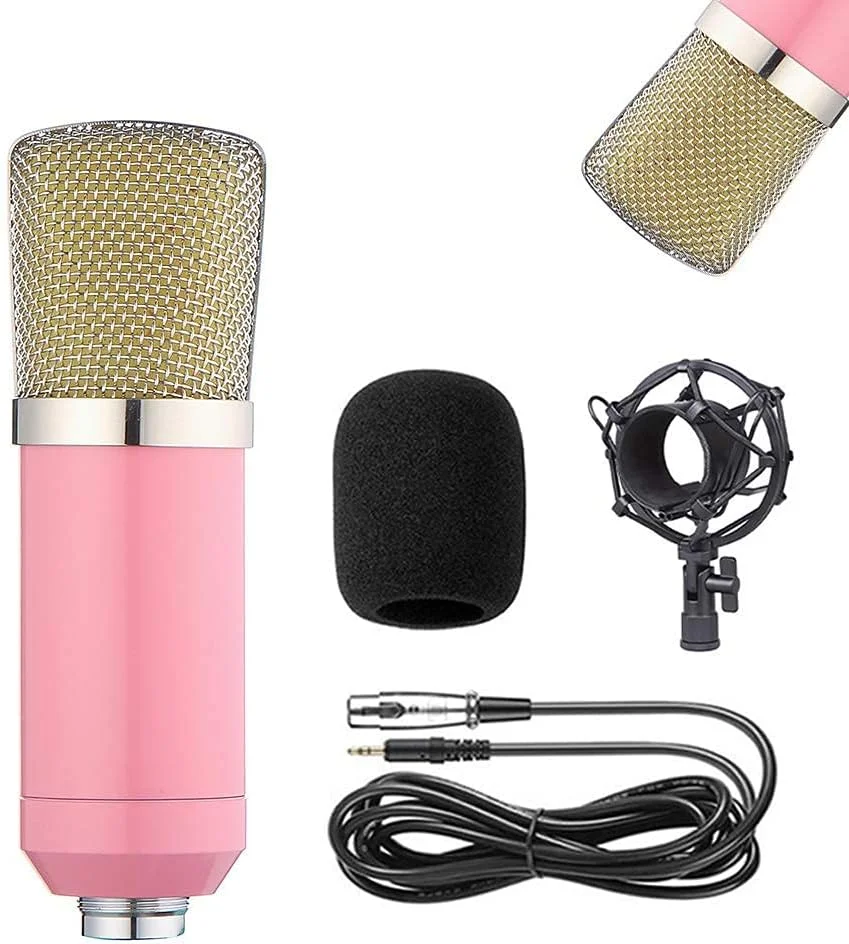 کیت میکروفون کاندنسر BM-700، میکروفون گیمینگ، میکروفون پادکست PC به 3.5 میلی‌متری با میکروفون قابل تنظیم، لرزه‌گیر، برای ضبط استودیویی و پخش