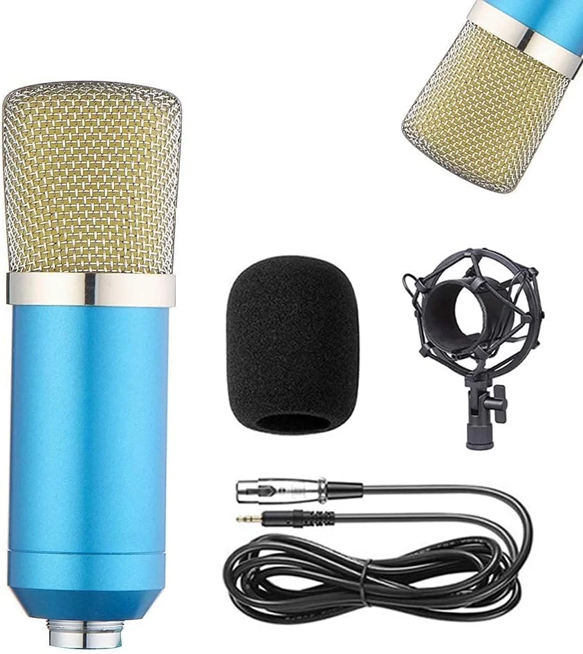 کیت میکروفون کاندنسر BM-700، میکروفون گیمینگ، میکروفون پادکست PC به 3.5 میلی متر با میکروفون قابل تنظیم، لرزه گیر، برای ضبط استودیویی و پخش
